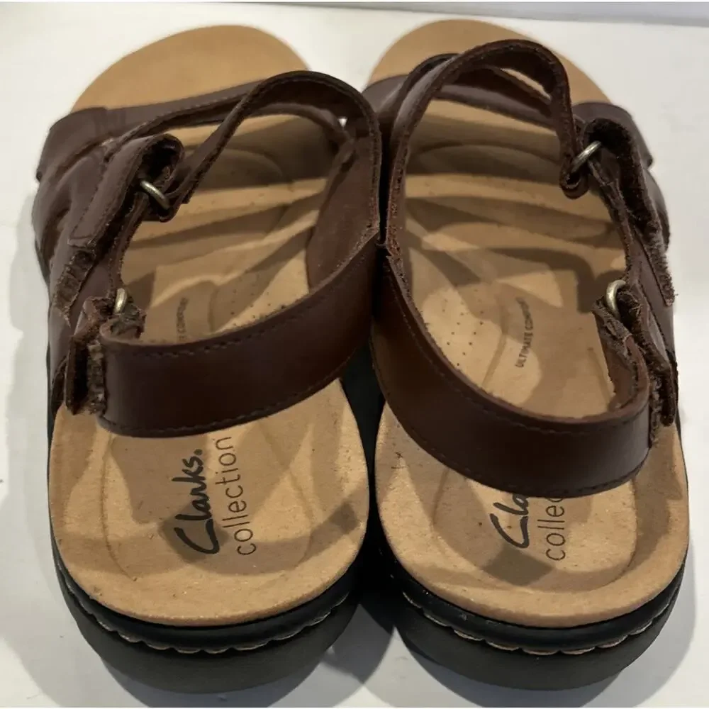 Clarks Women's Laurieann Style Flat Sandal- 9 brown -worn once